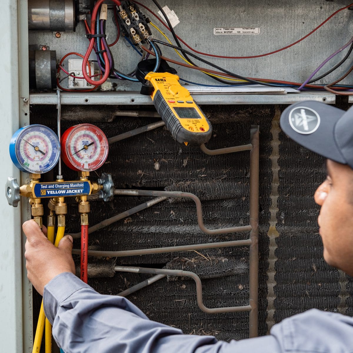 HVAC Freon Levels Checked with Gauges