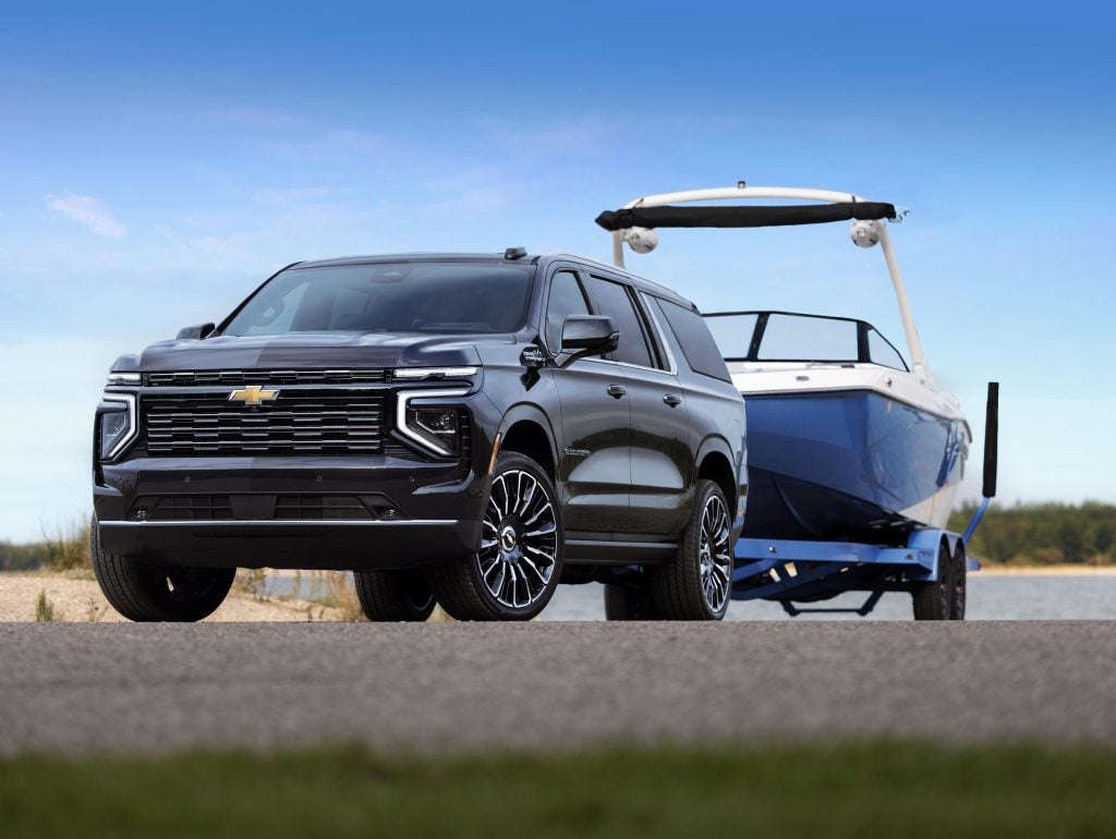 Suburban towing a boat