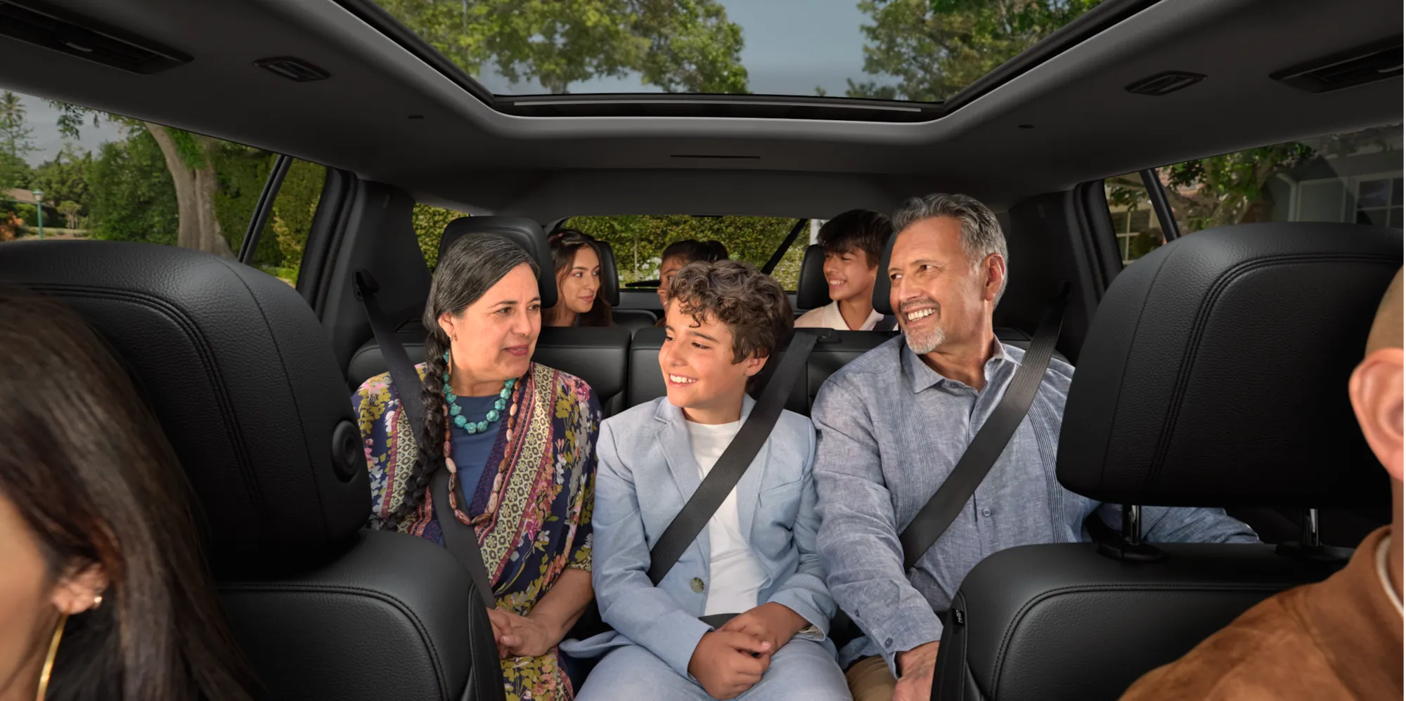 Passengers seated inside a Chevrolet Traverse