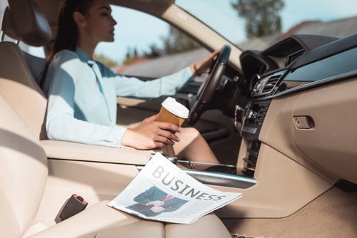 Woman driving a car