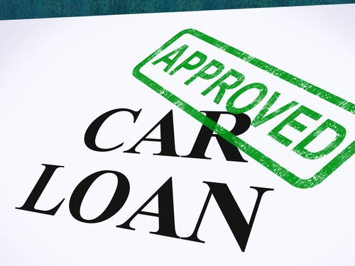 Car Loan Approved Stamp Showing Auto Finance Agreed