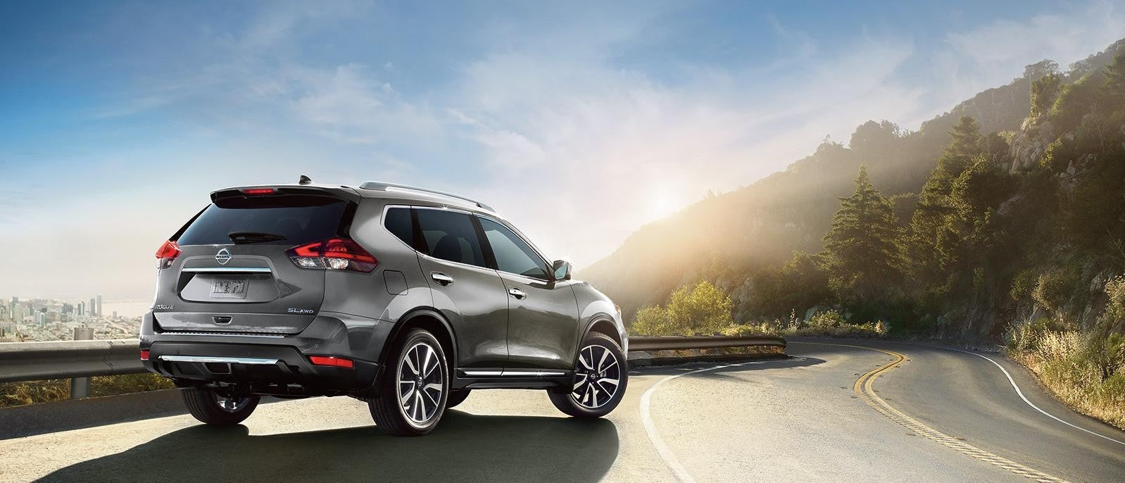 A 2020 Nissan Rogue on a beautiful day