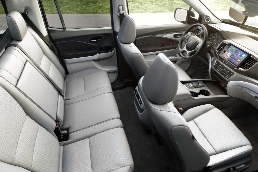 2026 Honda Ridgeline overhead interior shot of front and rear seats
