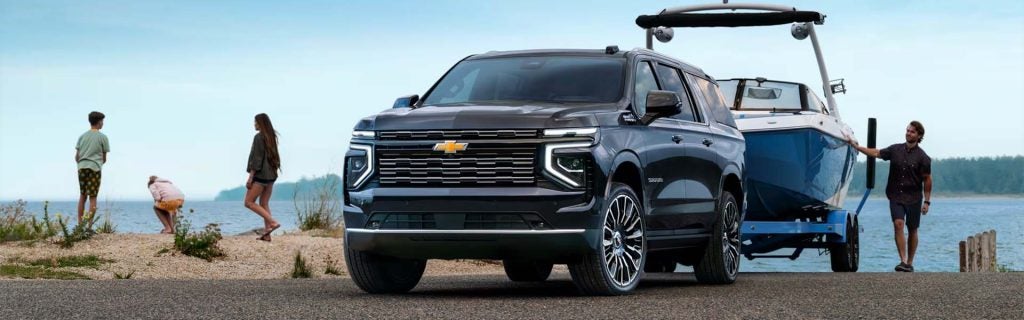 2025 Chevy Suburban towing a boat