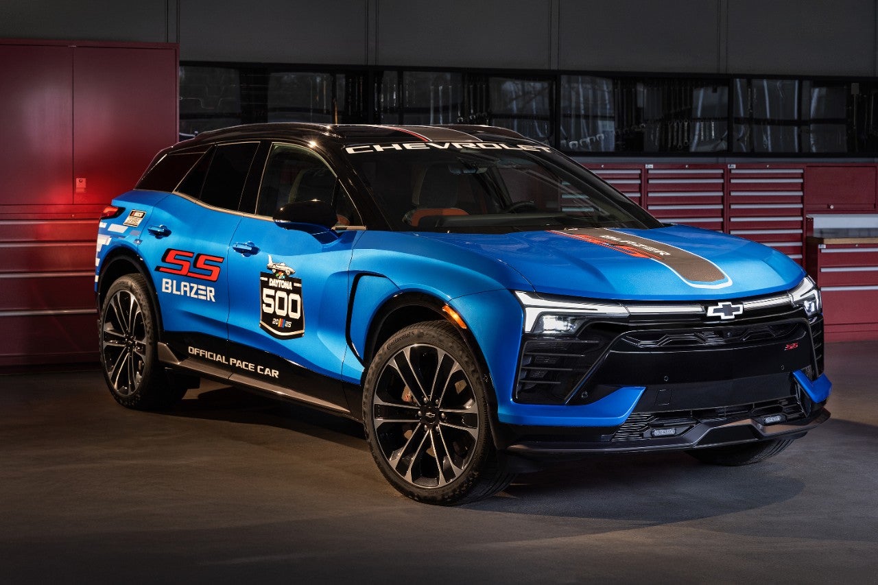 2025 Chevrolet Blazer EV SS racing in blue