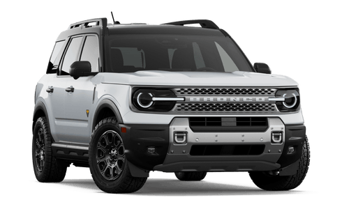 2026 Ford Bronco Sport Badlands in Oxford White in three quarter angle.