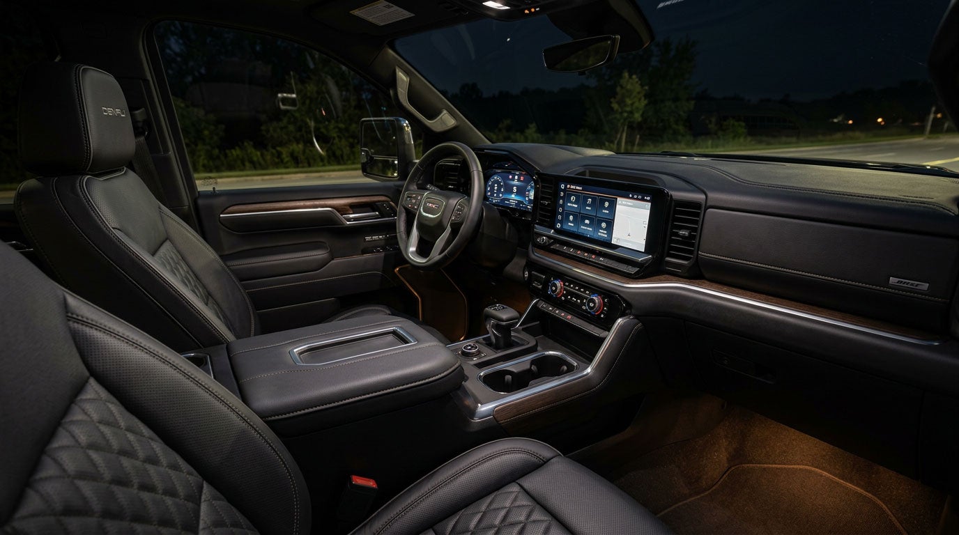 2026 GMC Sierra HD Denali leather and wood interior cabin