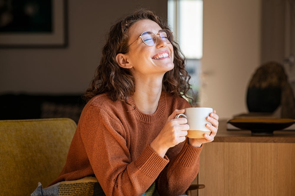 Woman drinking coffee at brunch in Annapolis