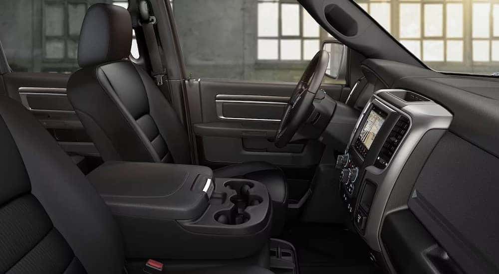 The black interior of a 2023 Ram 1500 Classic.