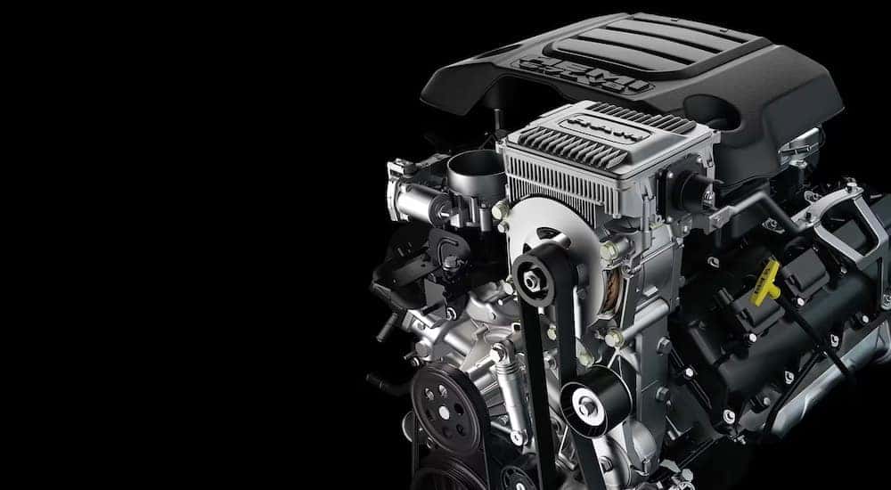 A 2024 Ram 1500 eTorque Hybrid engine is shown on a black background.
