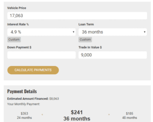 Payment calculator, car payment