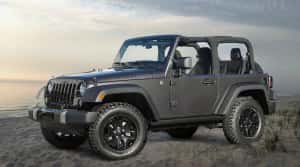 A gray Jeep Wrangler