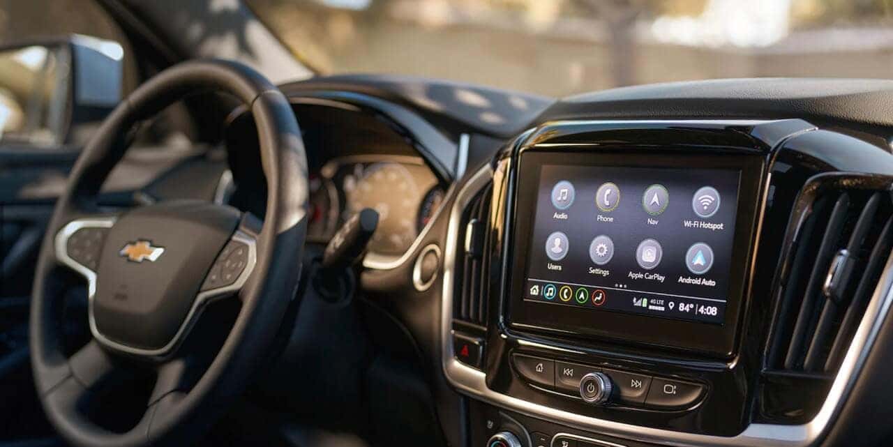 Interior photo of 2023 Chevrolet Traverse showing the infotainment center