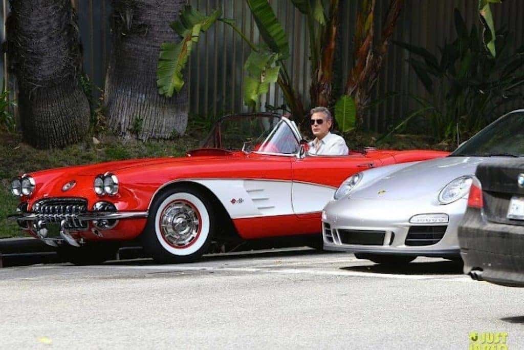 George Clooney driving an iconic 1959 Corvette George Clooney driving an iconic 1959 Corvette