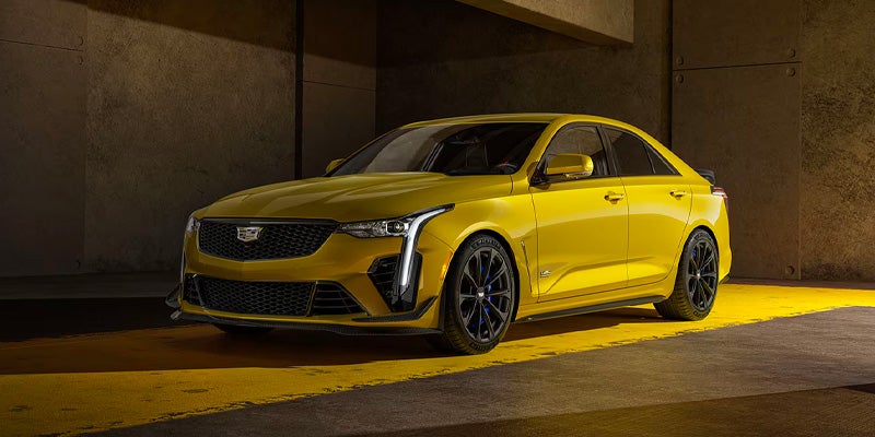The 2026 Cadillac CT4 V displayed, highlighting its stylish exterior and contemporary design elements.