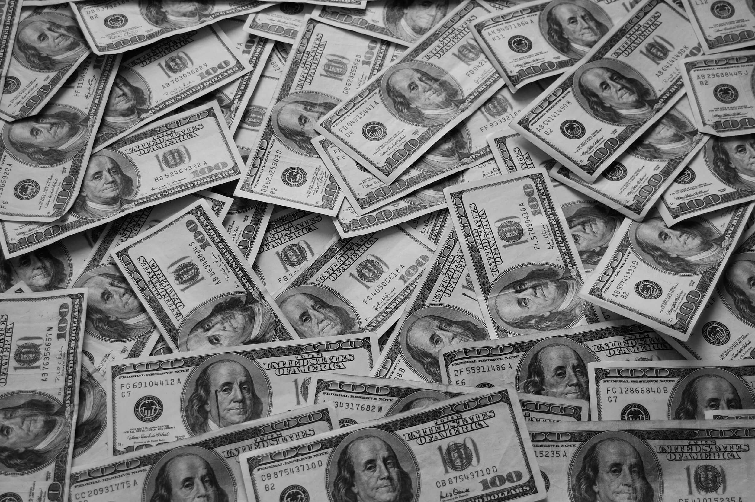 A pile of 100 dollar bills