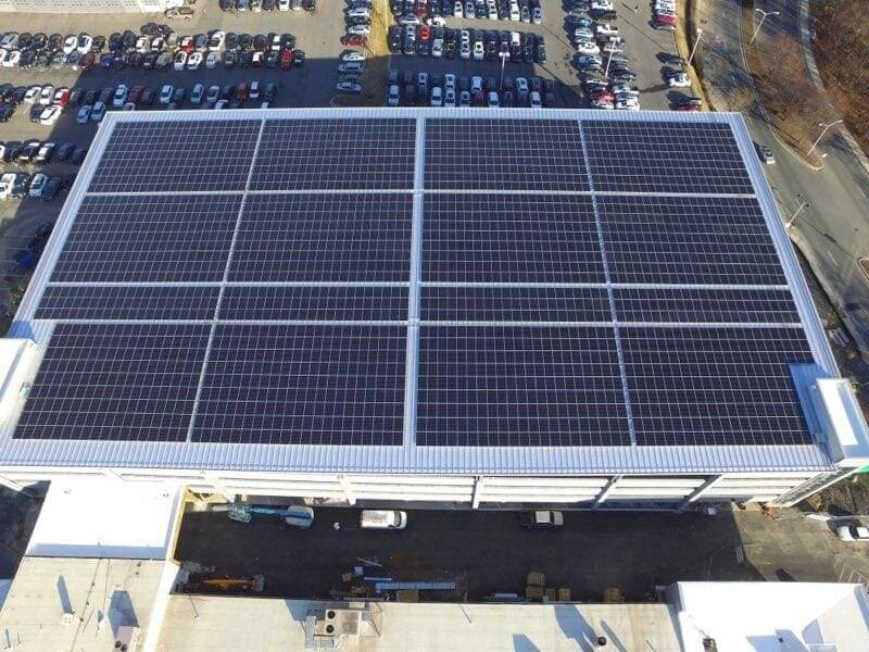 The solar parking garage of Fitzgerald Subaru of Gaithersburg