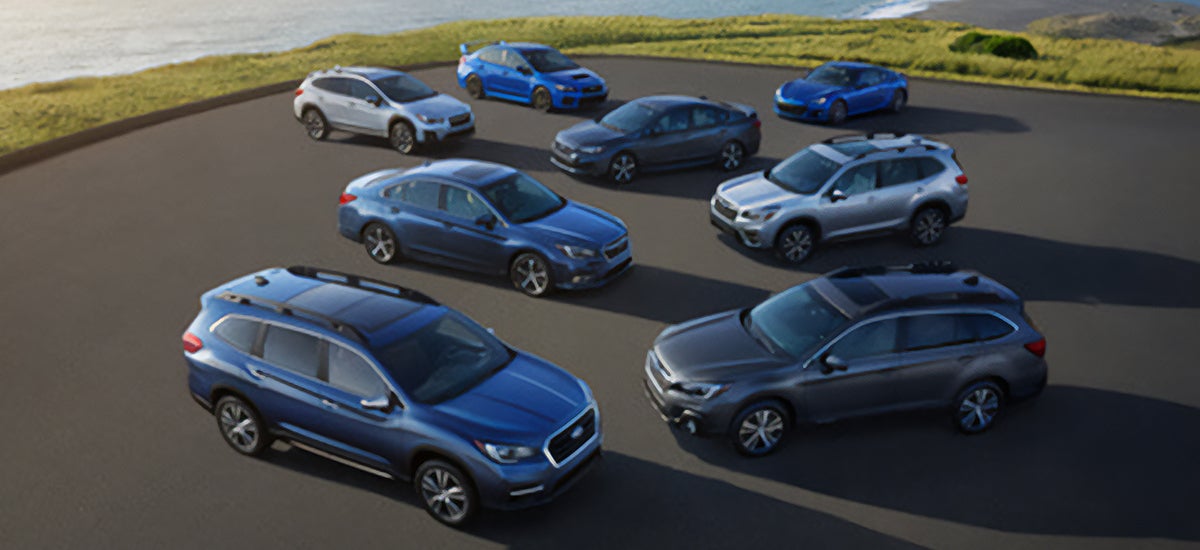 Several Subaru models near the ocean
