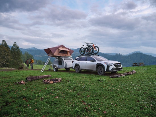 2023 Subaru Outback parked at a camp site