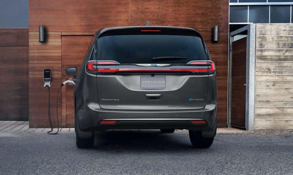 gray Chrysler Pacific Hybrid charging at home in Paris, KY