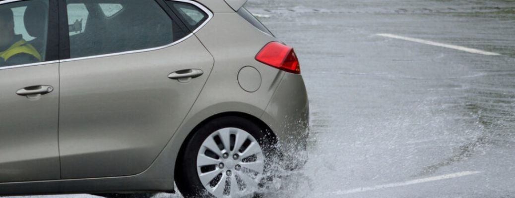 tire of a car in water