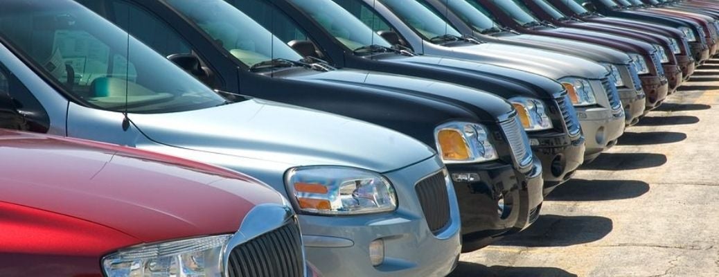 hood view of multiple used SUVs
