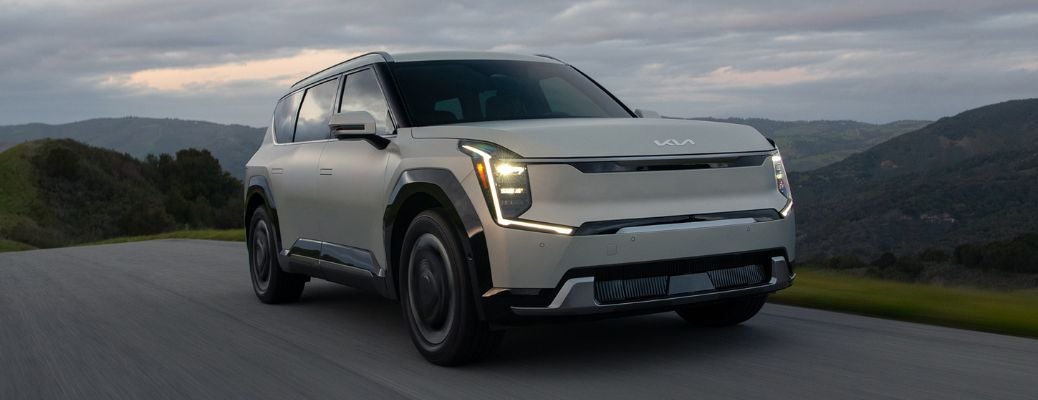 2024 Kia EV9 Gray driving on the road