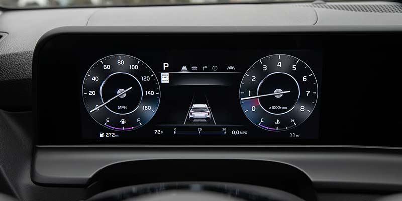 Modern digital vehicle instrument cluster display