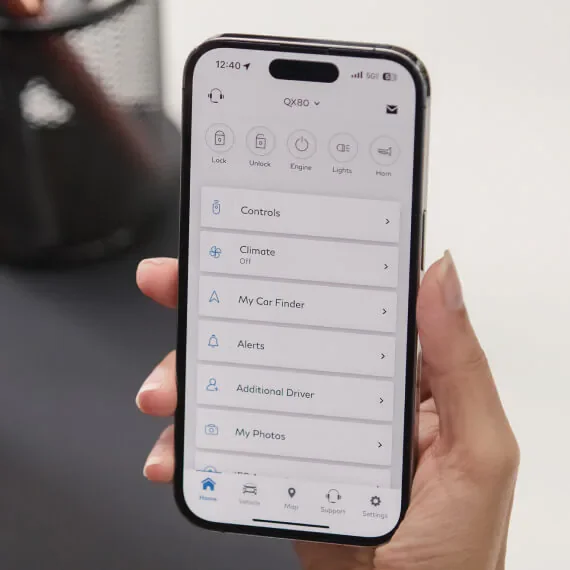 myInfiniti app user interface