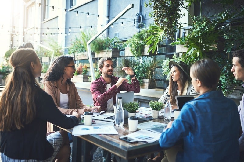 Happy people -cafe-discussion