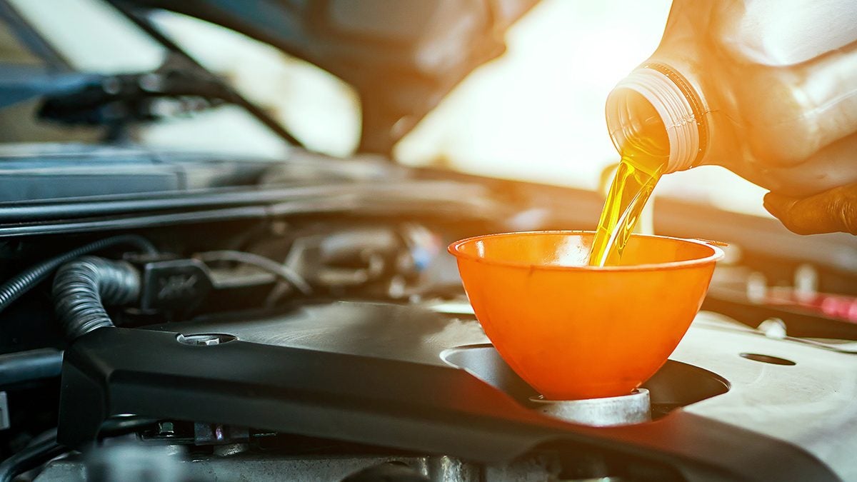 oil pouring into engine