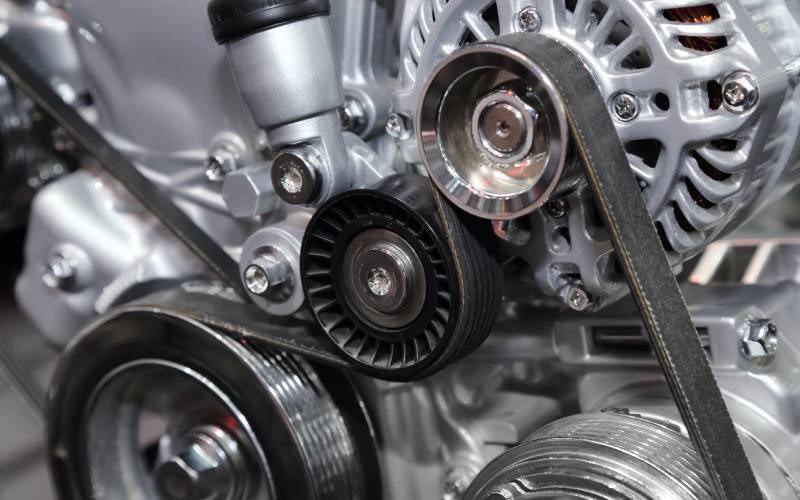 close up if engine timing belt