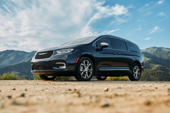 Chrysler against a mountain backdrop