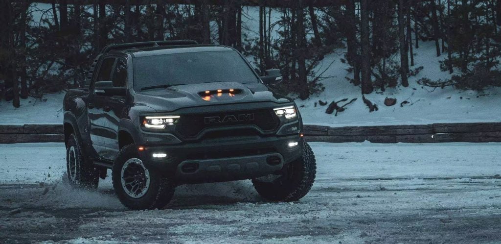 black ram in the snow 