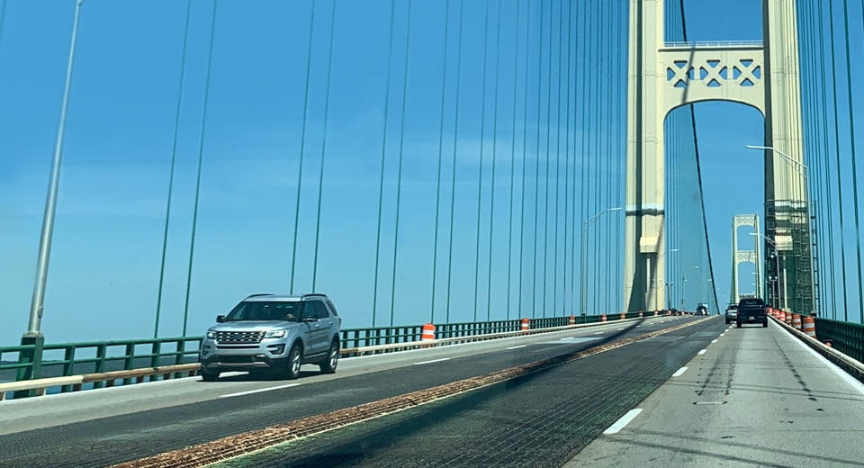 vehicles on bridge