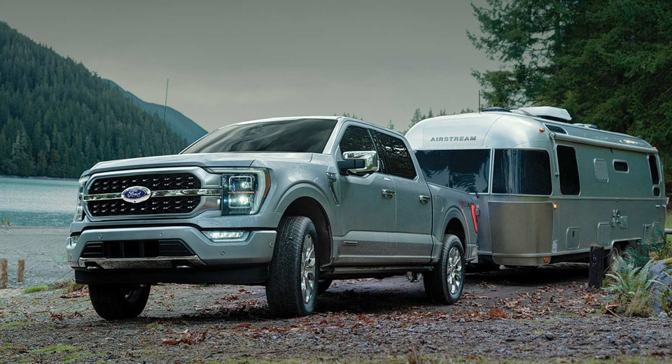 Ford truck towing trailer