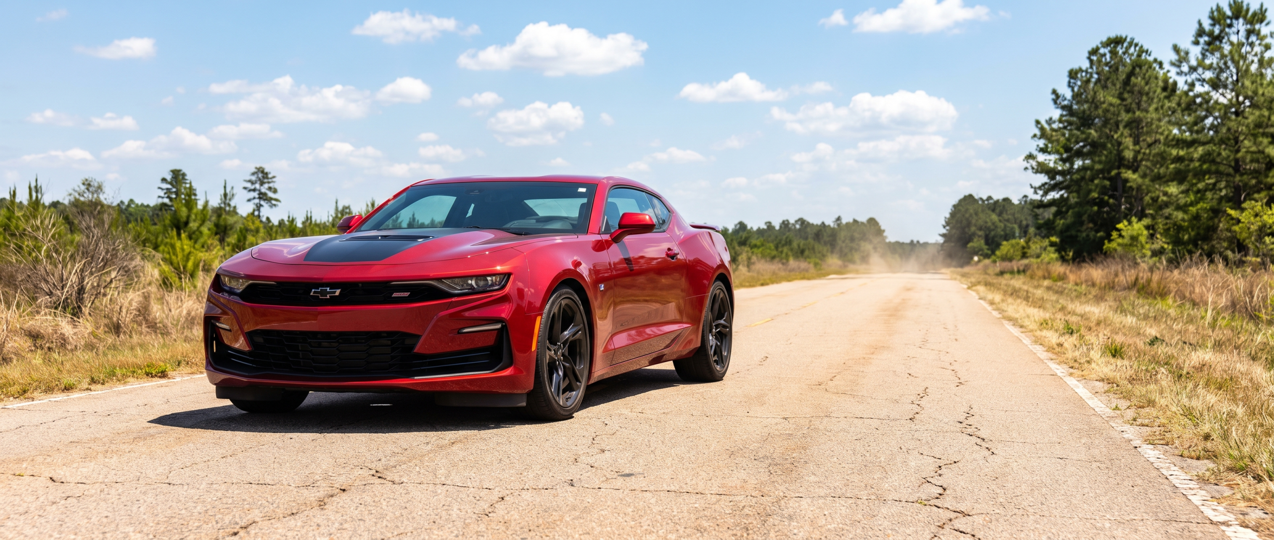 2024 Chevrolet Camaro SS on a hot South Carolina road in summer sun