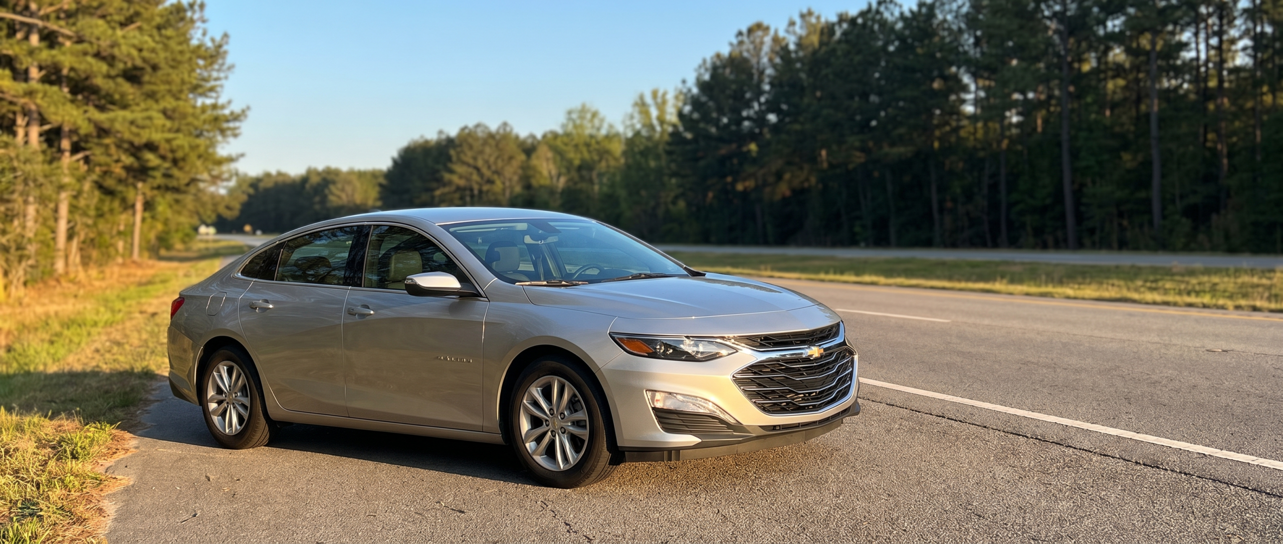 2025 Chevrolet Malibu sedan on a South Carolina highway near Winnsboro, SC