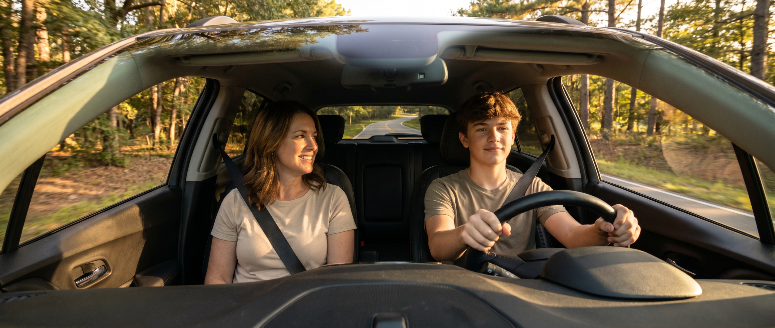 Chevrolet SUV for teen drivers on a scenic Fairfield County SC road near Winnsboro