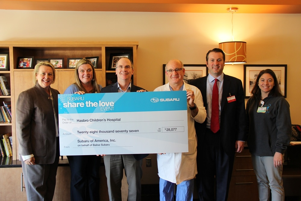 Nearly $100,000 Raised for Hasbro Children’s Hospital during Balise Subaru “Share the Love” Event