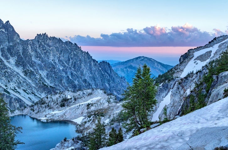 Beautiful mountain range covered in snow.