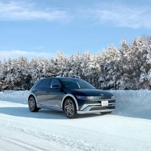 Hyundai driving in the snow