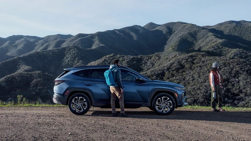 Hyundai Tucson parked on mountainside