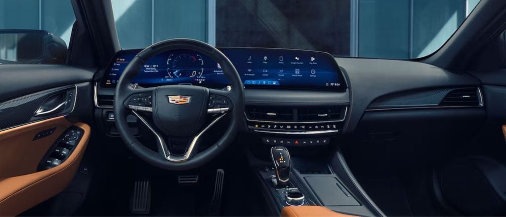 closeup interior photo of a cadillac CT5 dashboard