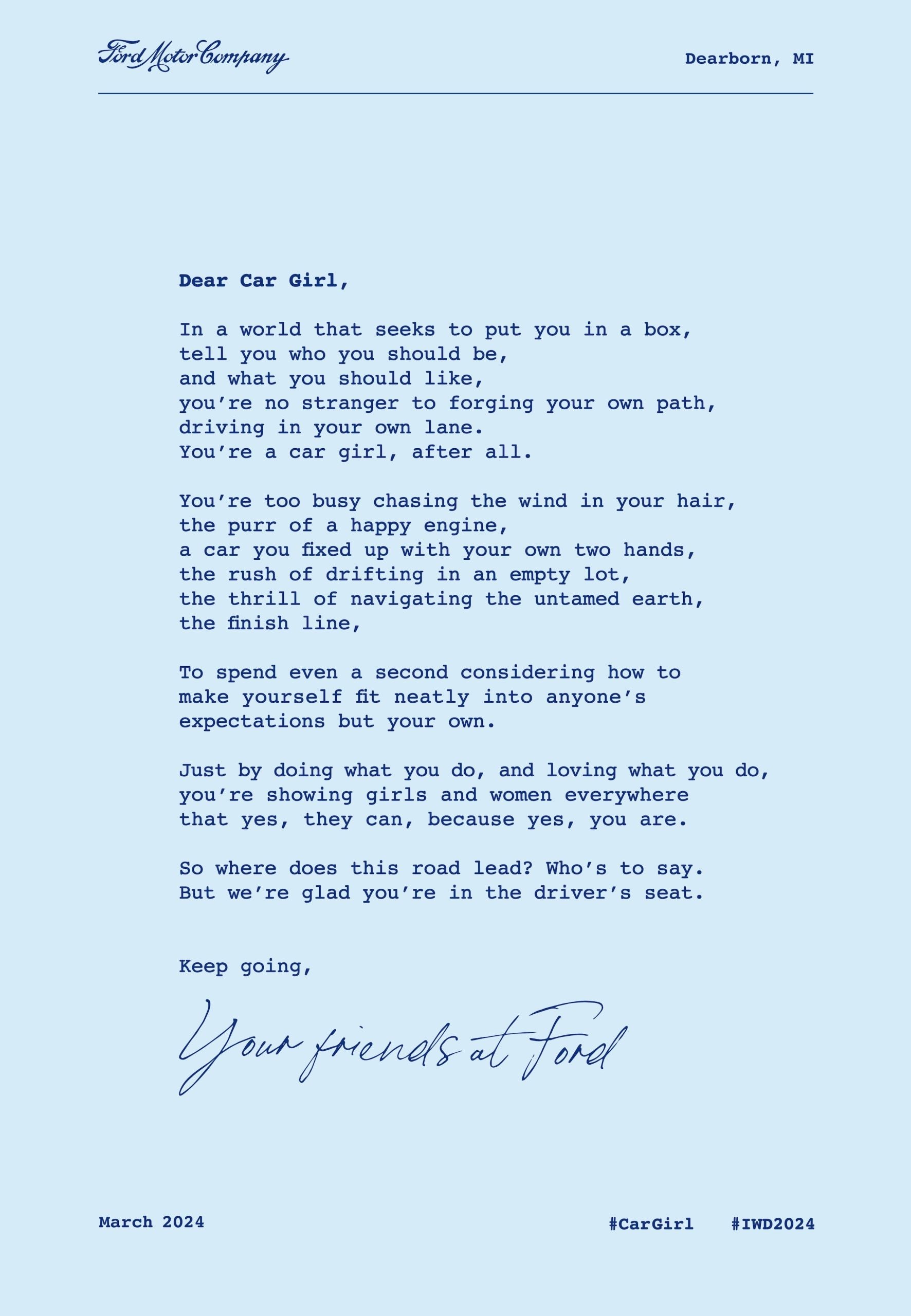 Message from Ford for International Women's Day