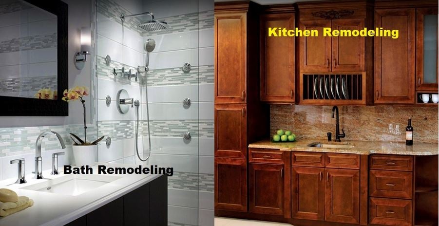 bathroom remodel and kitchen remodel side by side results