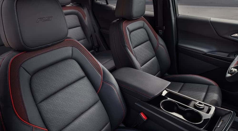 Black leather seats in a 2026 Chevy Equinox.