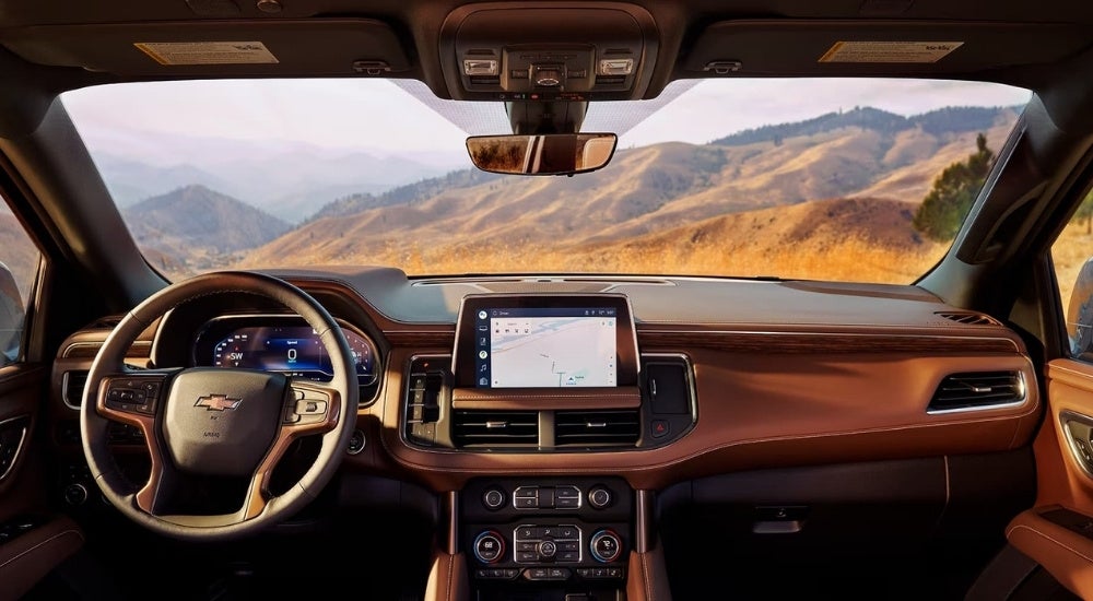 Brown interior in a 2023 Chevy Tahoe