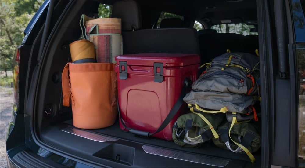 Gear in the trunk of a 2025 Chevy Tahoe