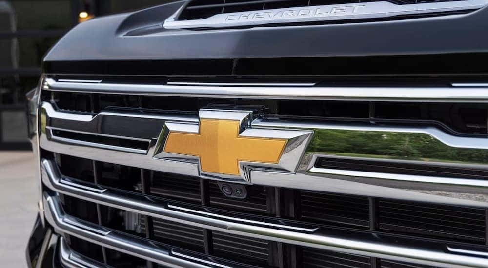 Front grille on a black 2026 Chevy Silverado 3500 HD